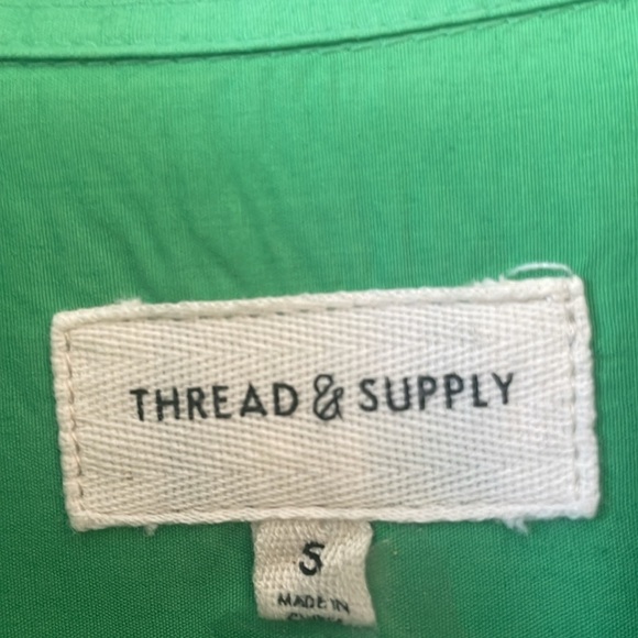 Thread & Supply Oversized Poplin Button-Up Long Sleeve Shirt in Green Si… - Picture 7 of 11